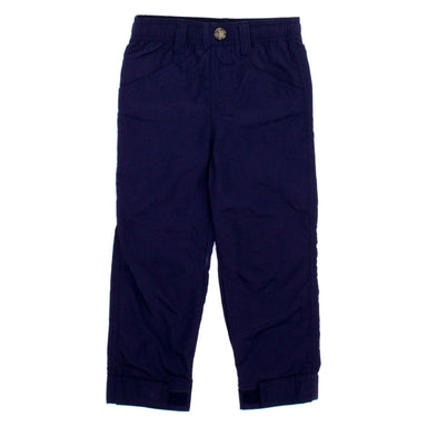 navy lightweight pants with drawstring waistband  and velcro at the ankles