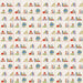 A repeating school-themed pattern featuring books, apples, globes, pencils, and triangular rulers arranged in a grid on a light cream background.