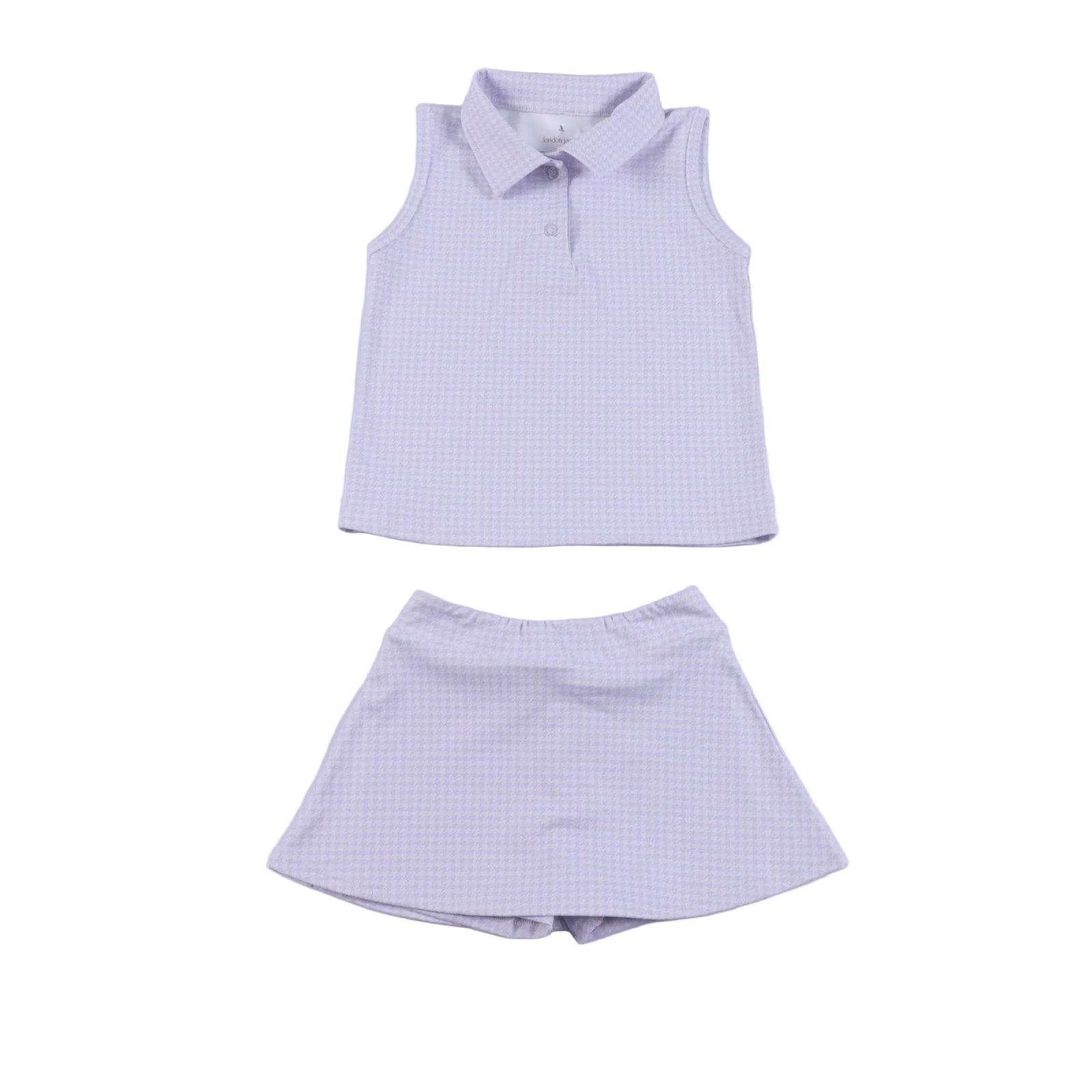 Checkered sleeveless top and shorts set on a white background