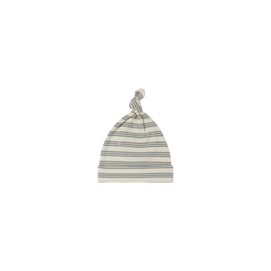 cream and olive green striped knotted baby hat
