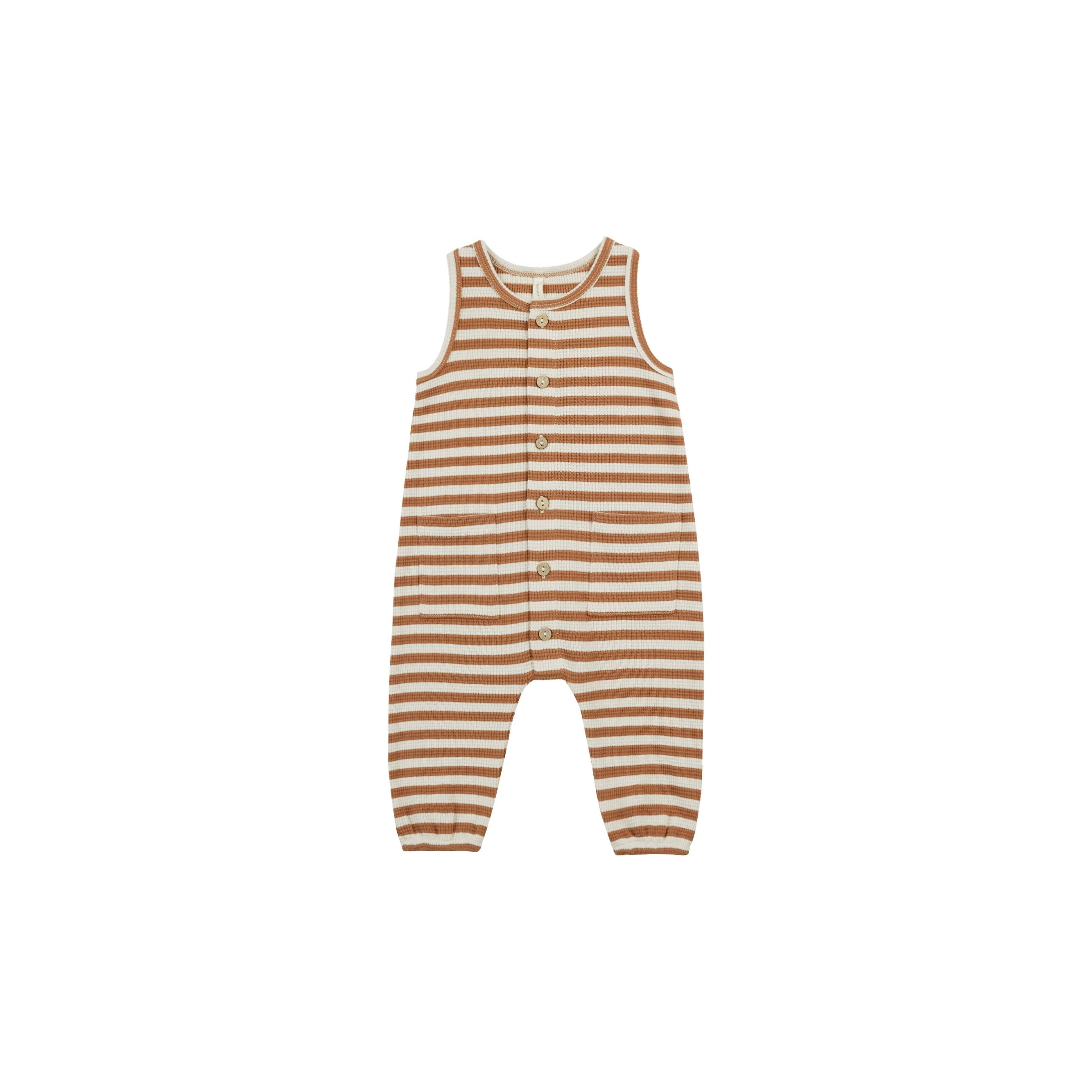 Waffle Jumpsuit - Clay Stripe