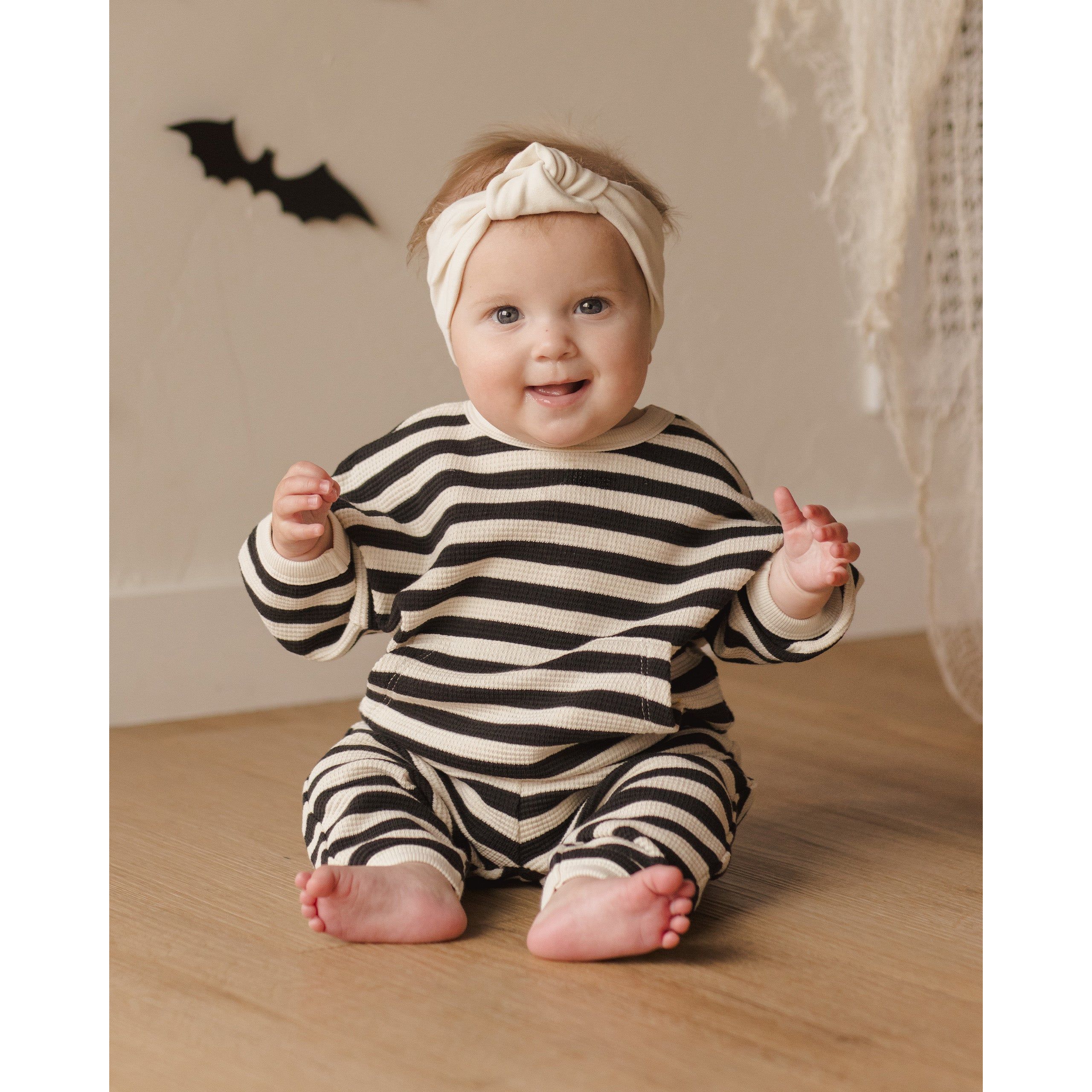 Waffle Slouch Set - Black Stripe