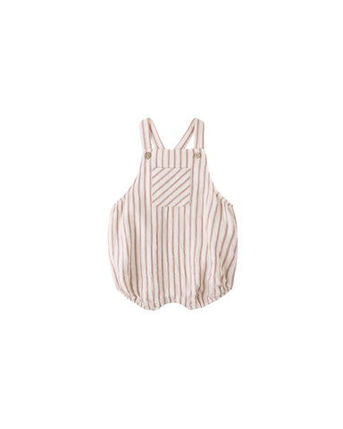 Natural and brown striped romper on  a white background
