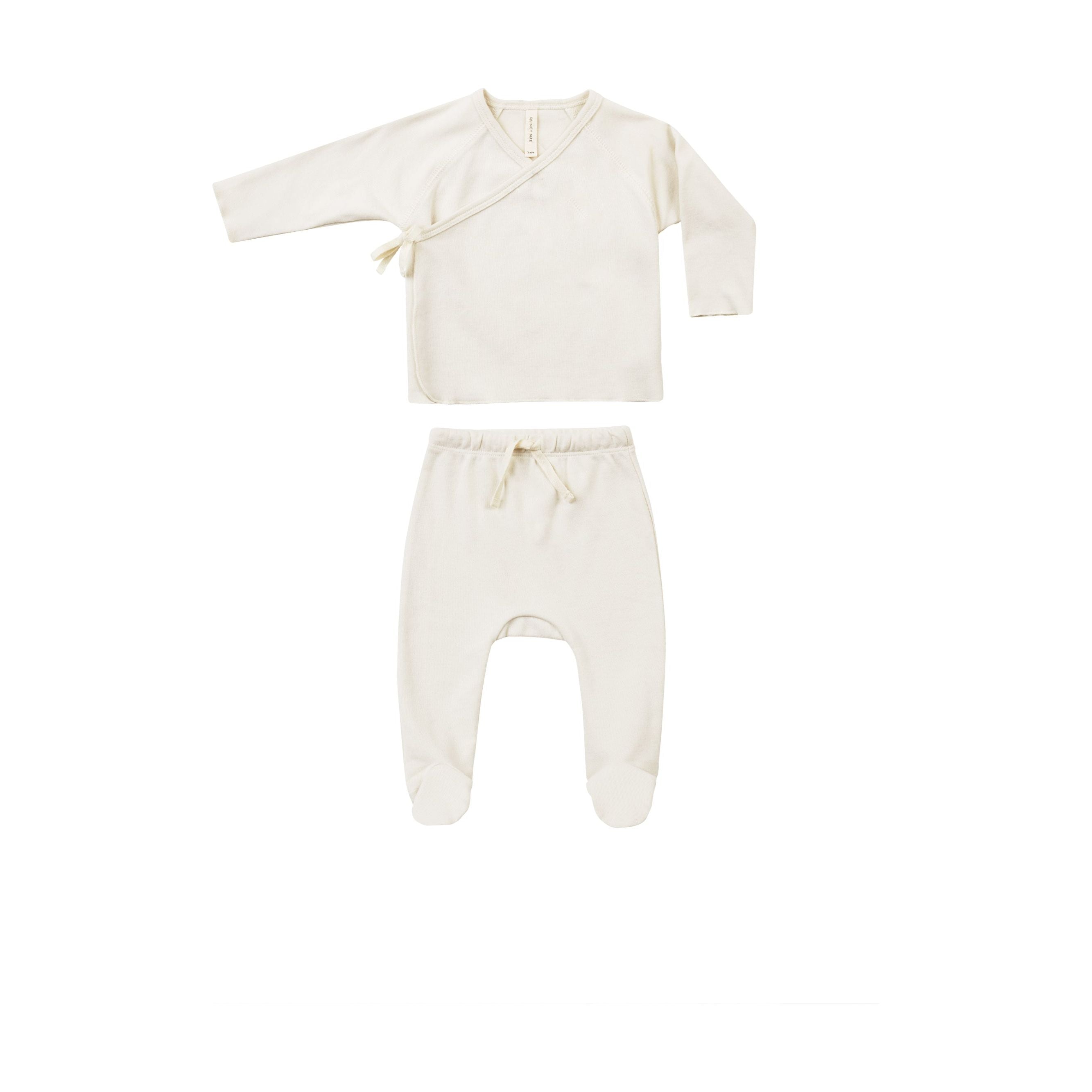 Wrap Top/Footed Pant Set - Ivory