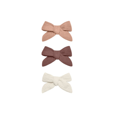Quincy Mae bows in rose, plum, and natural