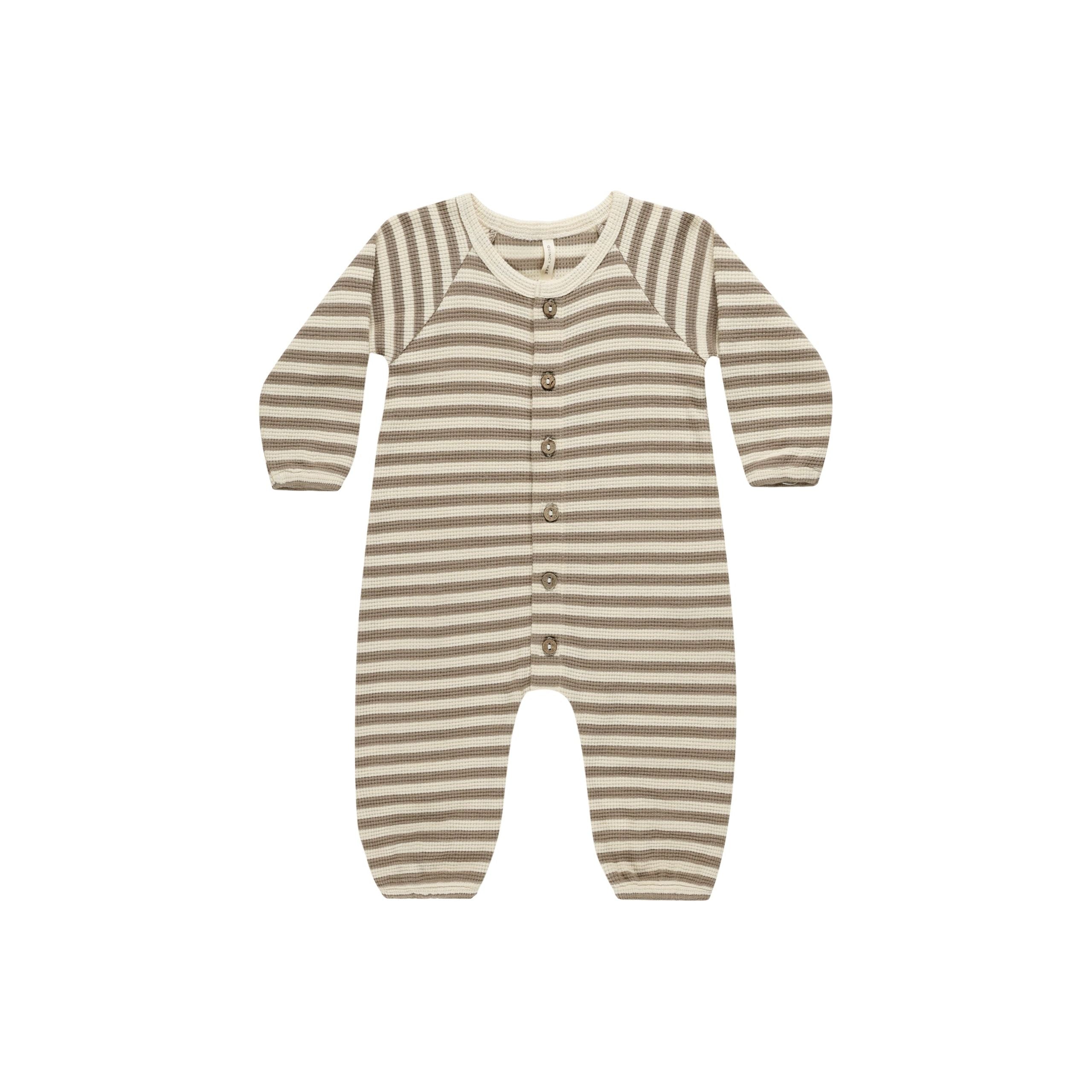 Waffle Jumpsuit - Olive Stripe