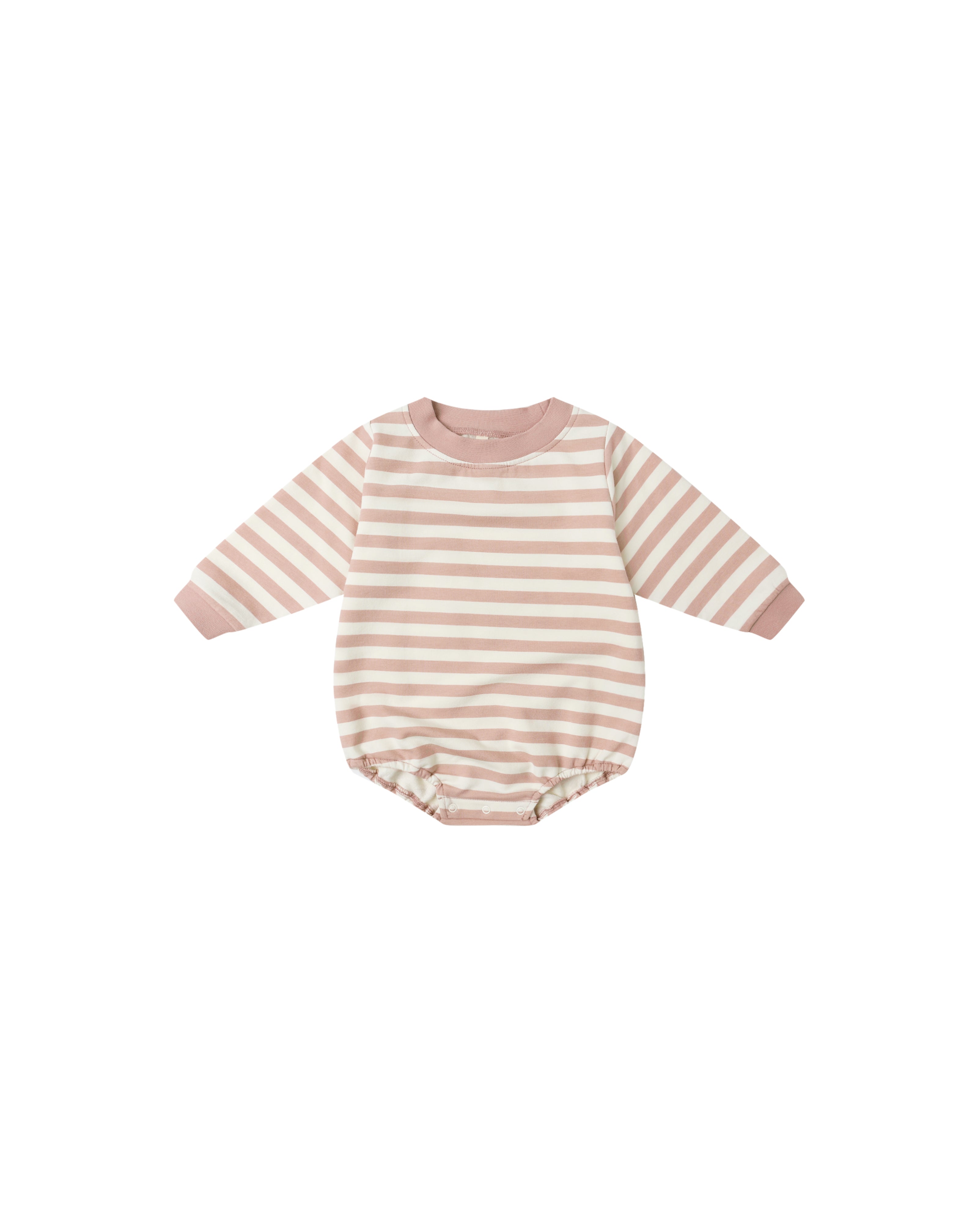 Crewneck Bubble Romper - Pink Stripe