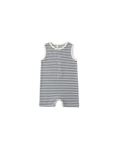 Navy and white striped sleeveless romper