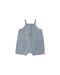 Light blue denim romper with button details on a white background