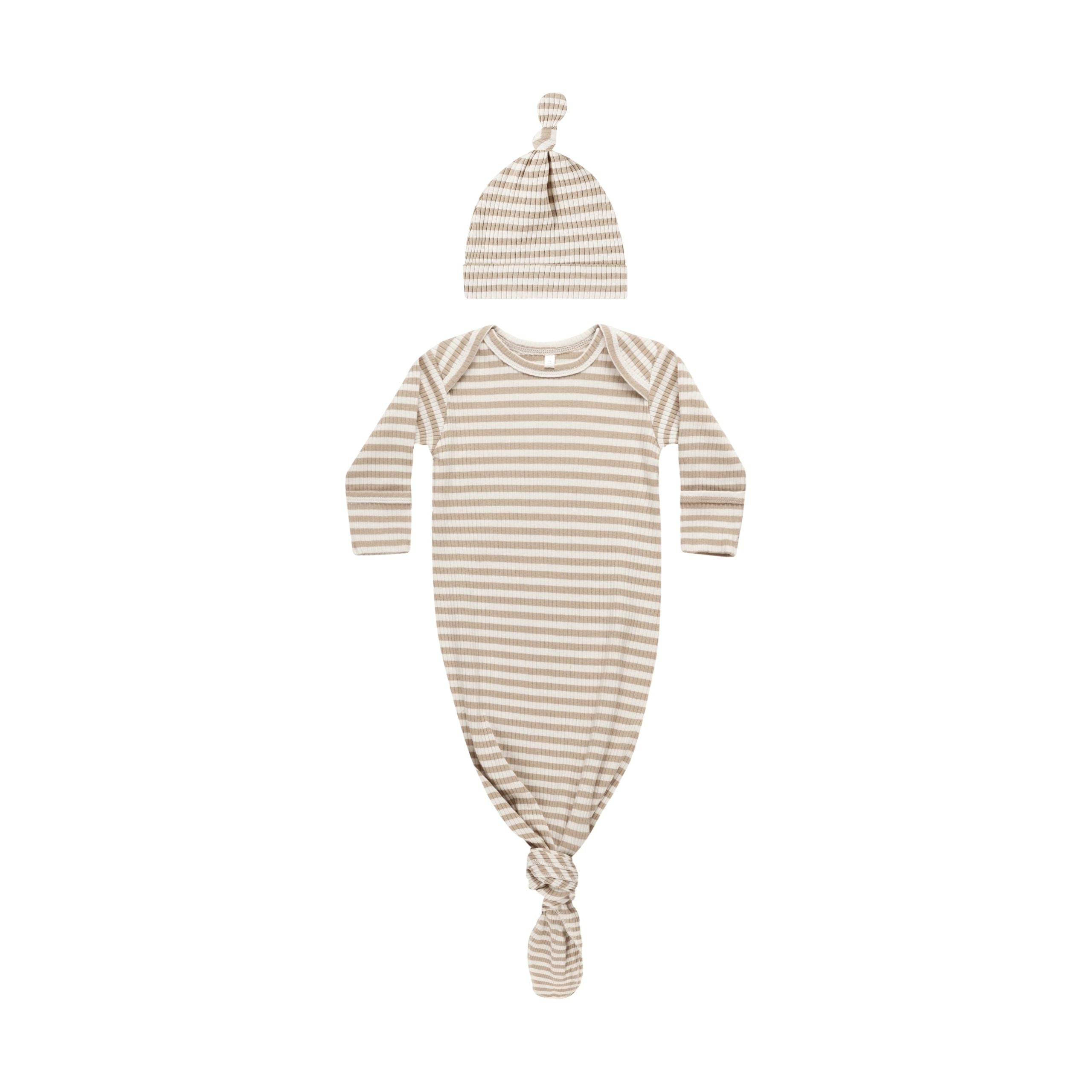 Baby Gown/Hat - Latte Stripe (Copy)