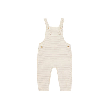 Quincy Mae cream overalls with thin stripes