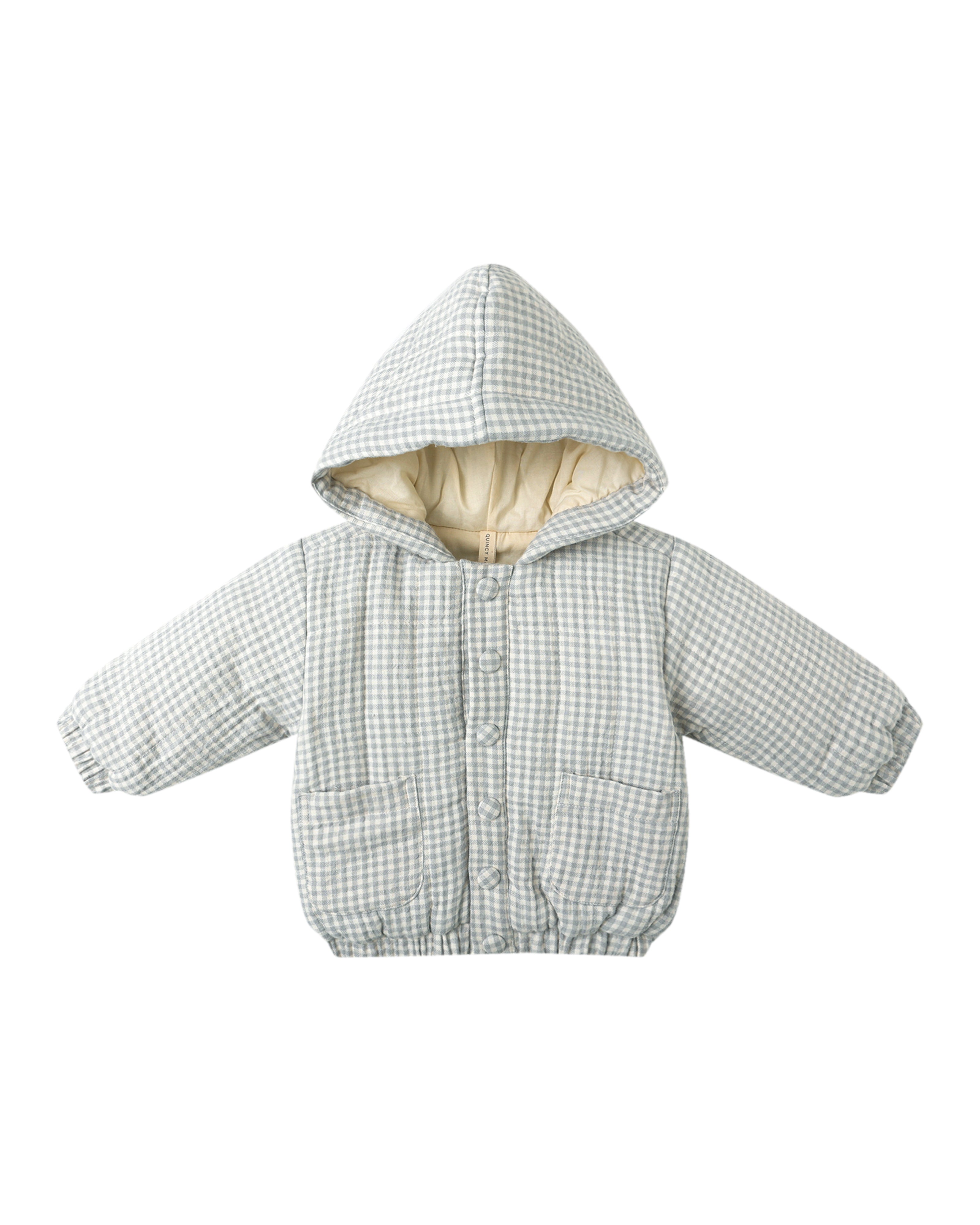 Hooded Woven Jacket - Blue Gingham