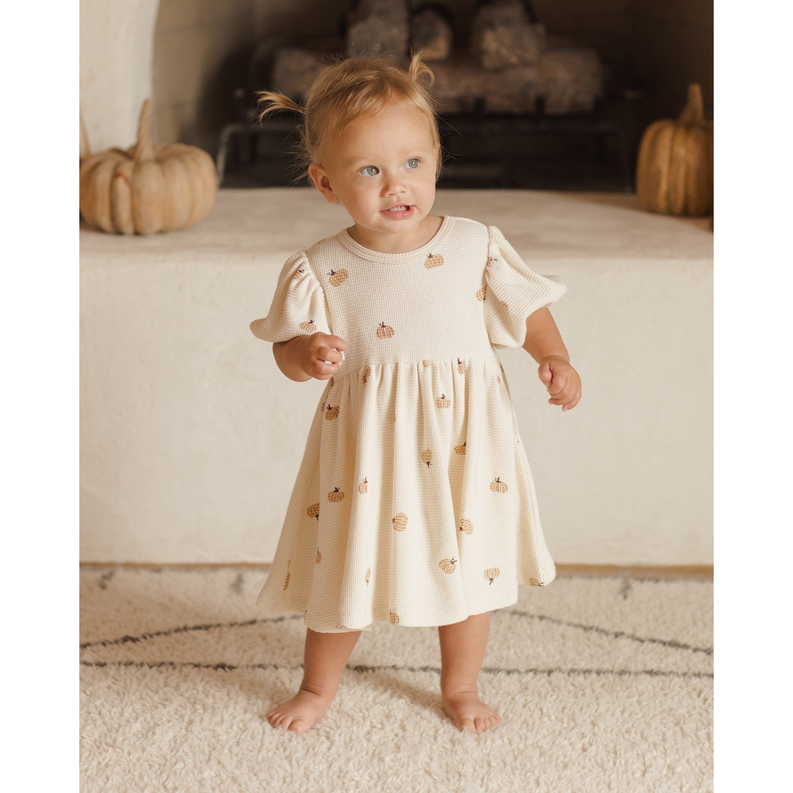 Waffle Babydoll Dress - Pumpkins