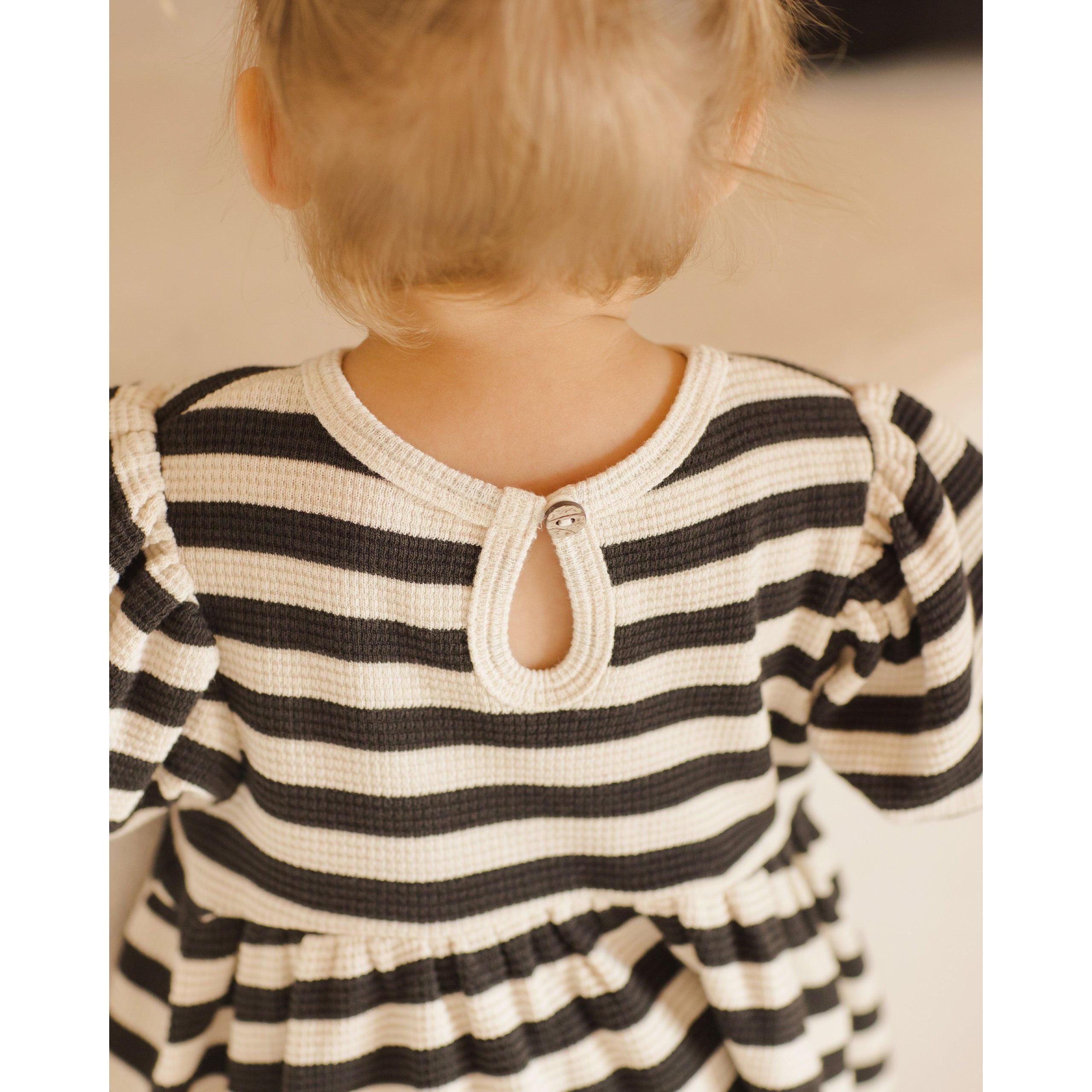 Waffle Babydoll Dress - Black Stripe