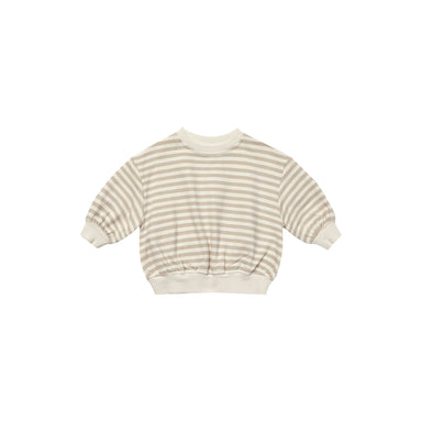 cream colored sweatshirt with tan stripes