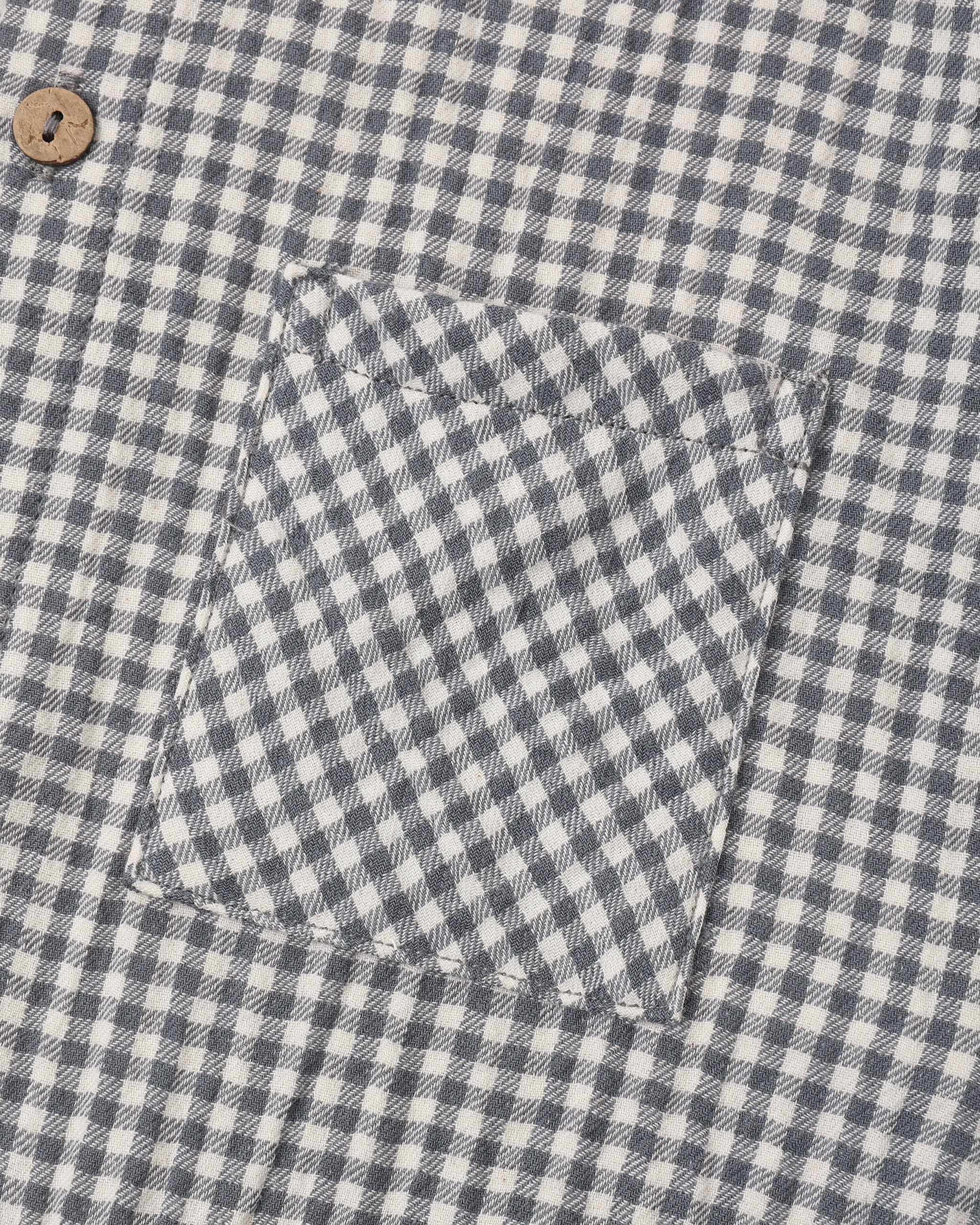 A close up of a black gingham fabric
