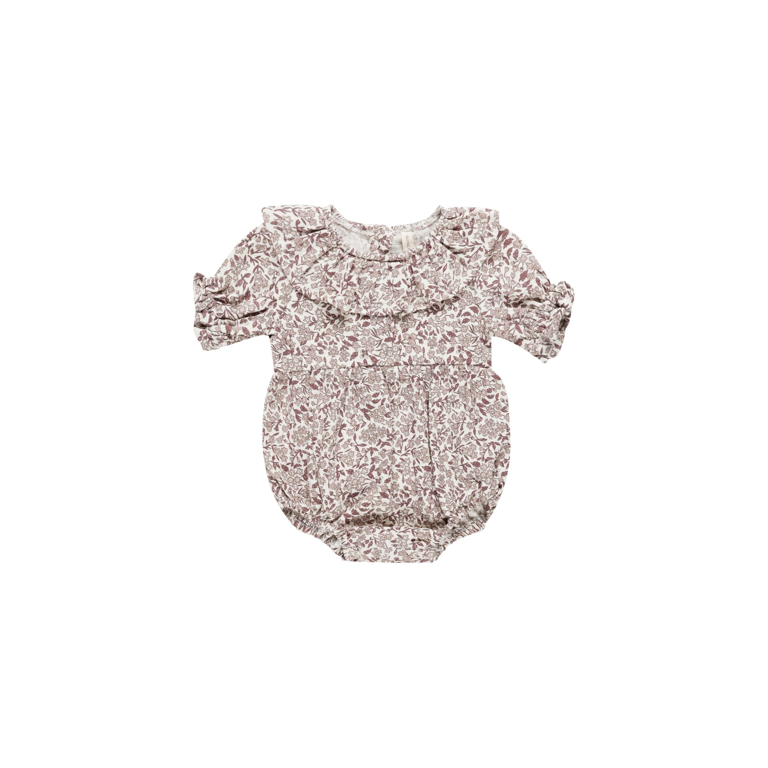 Collared Romper - Mauve Ditsy