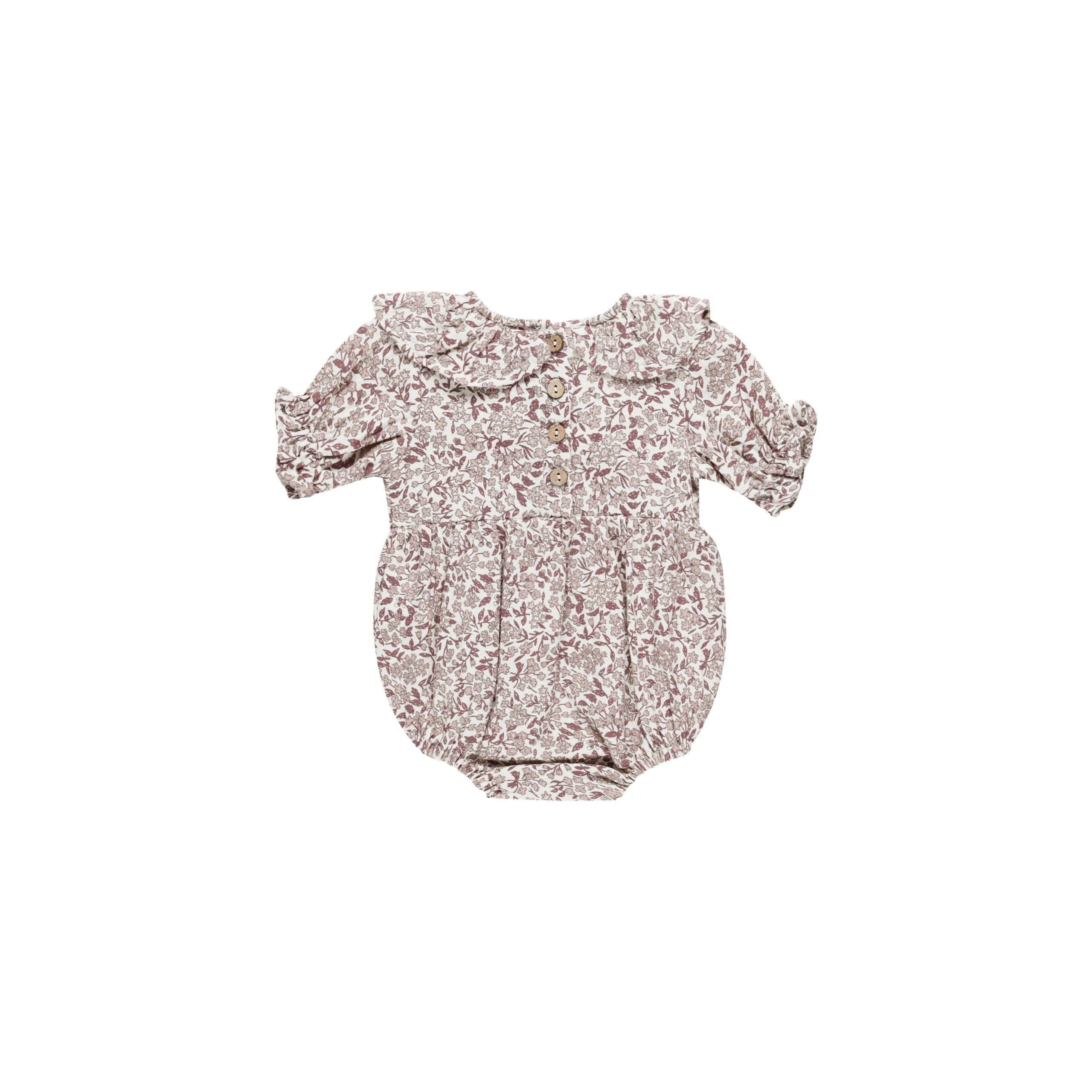 Collared Romper - Mauve Ditsy