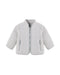 Light gray fleece jacket with zippers on a white background