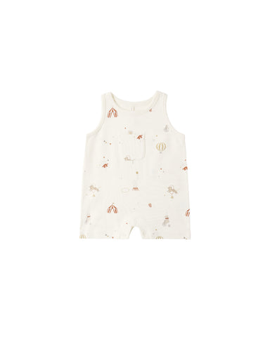 Baby romper with carnival print on a white background