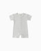 Sage striped baby romper on a white background