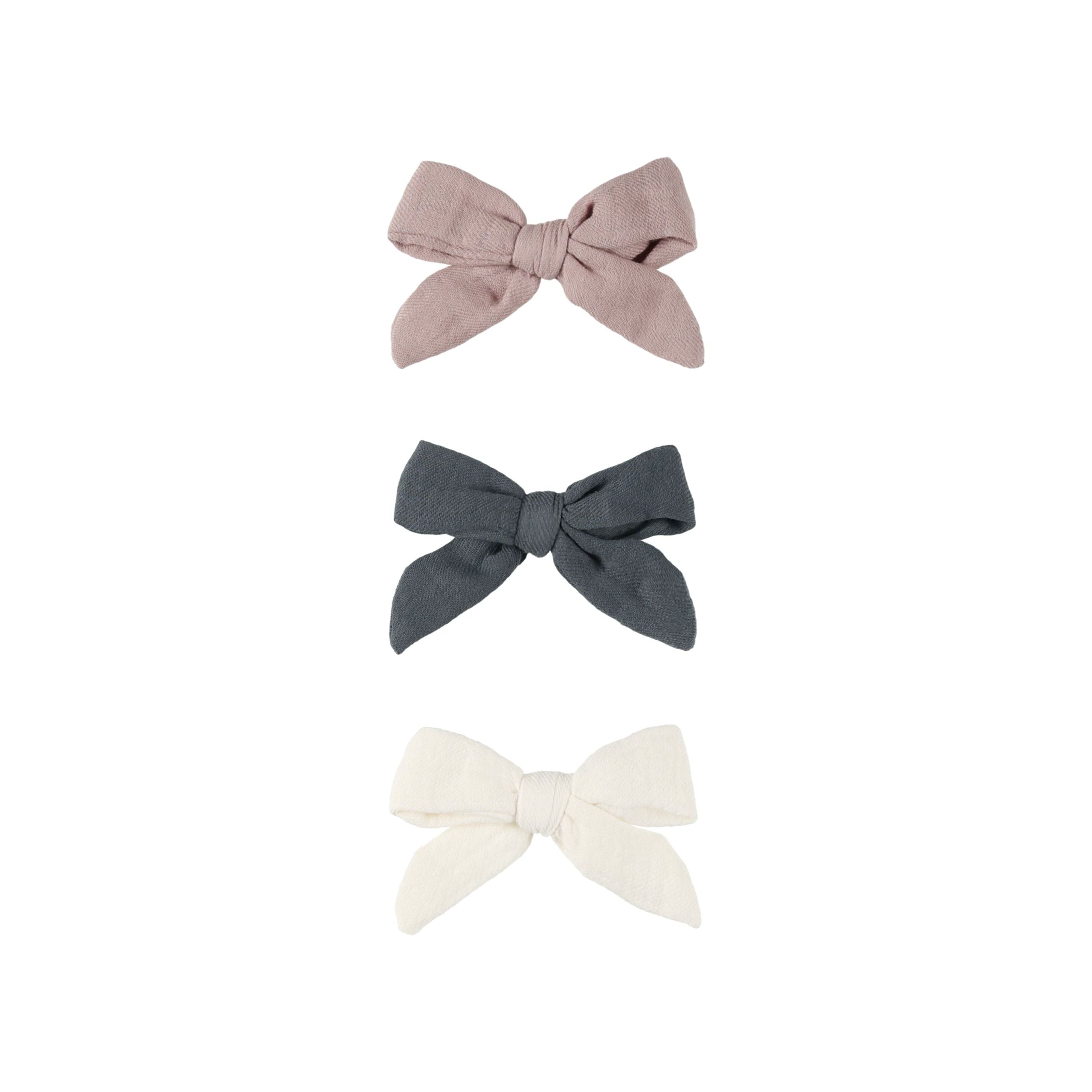 Bow With Clip - Indigo/Mauve/Ivory