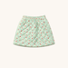 A light mint green quilted skirt with a small rodeo pattern, featuring an elastic waistband, shown against a plain off-white background.