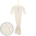 Floral-patterned baby outfit on a hanger with a close-up of the pattern.
