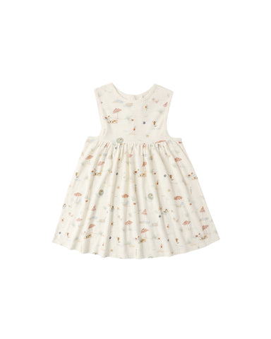 Dress with a beach pattern on a white background