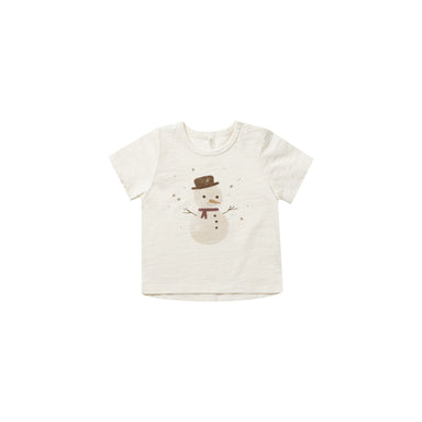 ivory short sleeve tee with snowman graphic