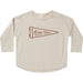 relaxed cream colored long sleeve tee with home team penant flag graphic