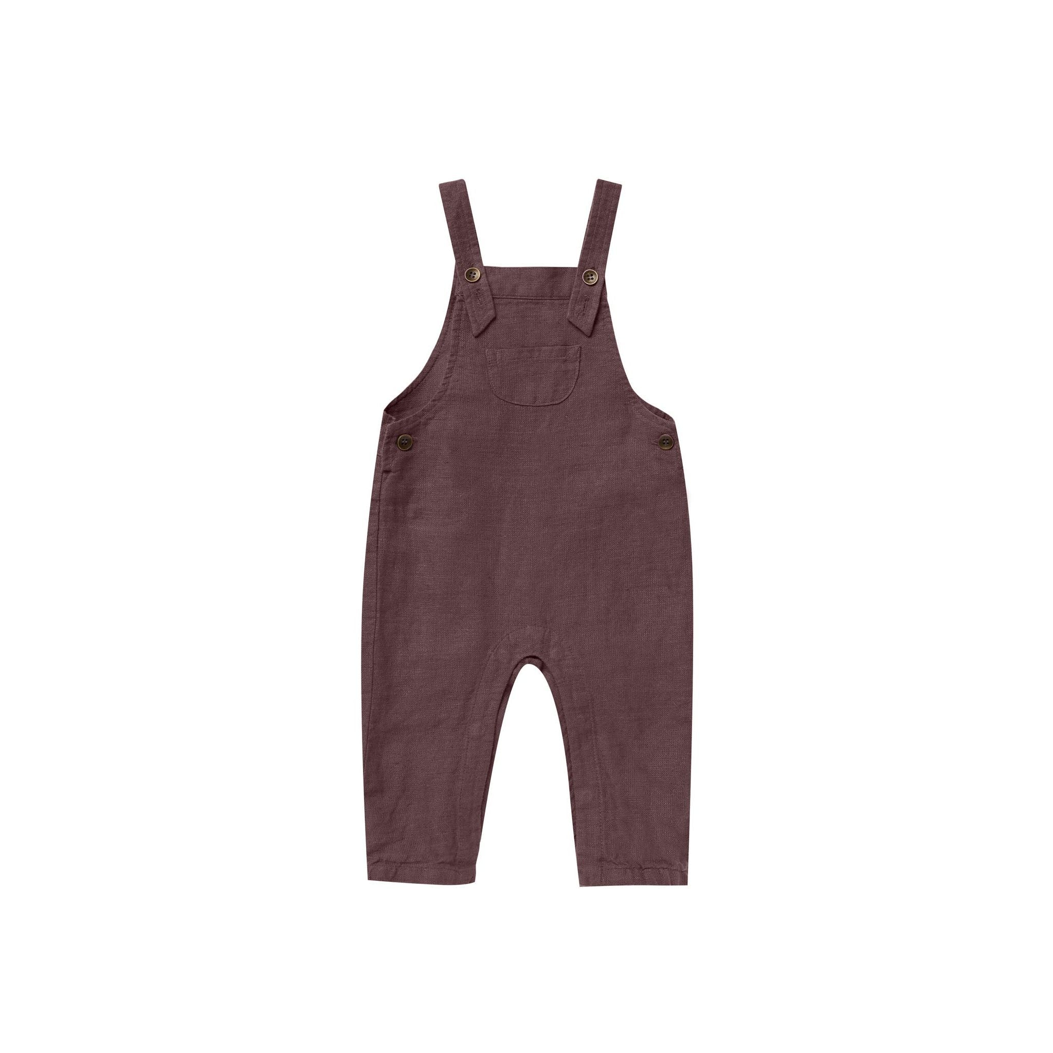 plum colored baby overalls
