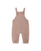 A baby romper in a brown and white gingham check pattern, shown flat against a solid white background.