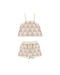 Floral patterned top and shorts set on a white background
