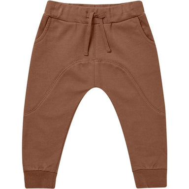 cedar colored sweatpants with drawstring, ribbed at ankles