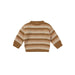 multistripe crewneck sweater with ribbed neckline and cuffed sleeves