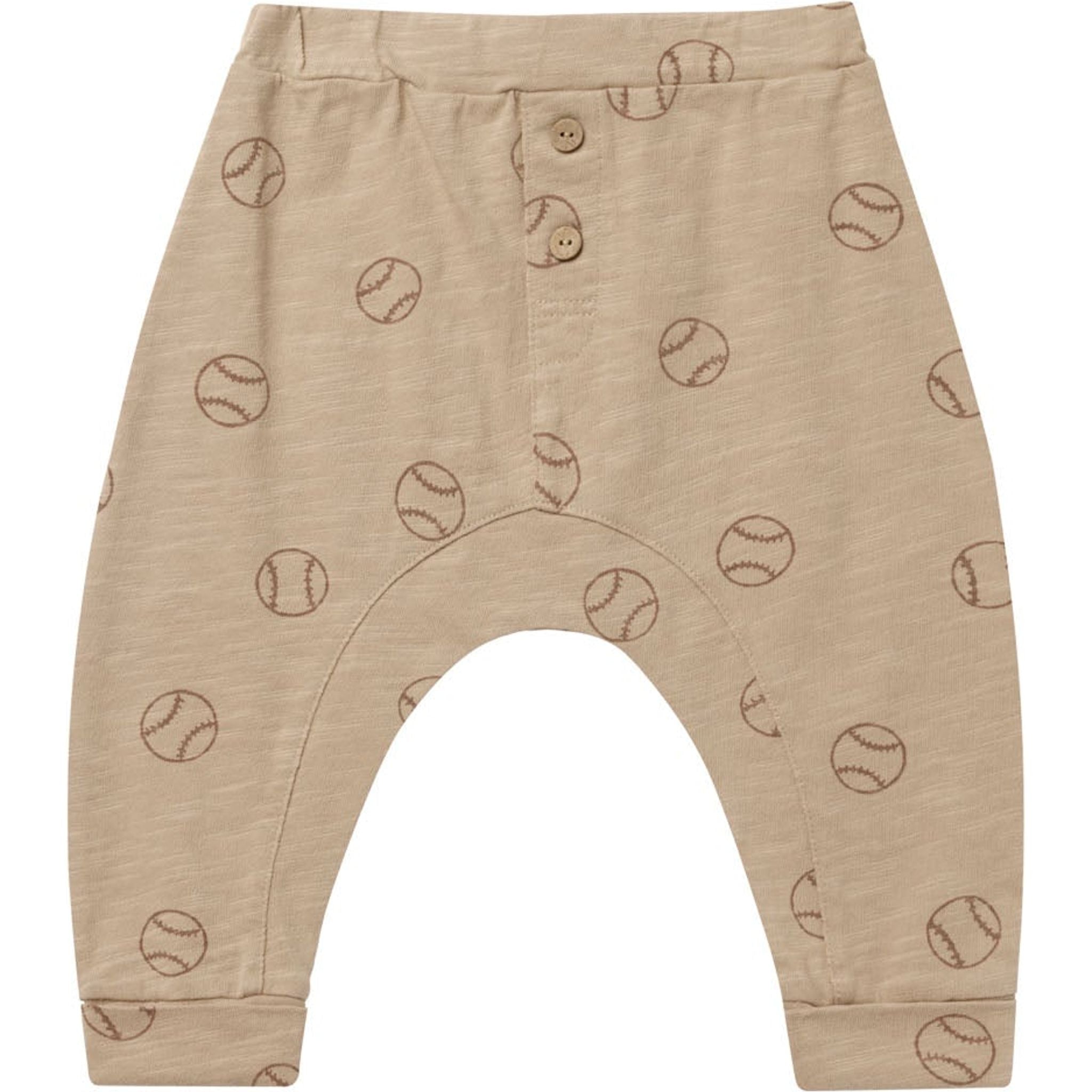 sand colored knit slub pants with all over baseball pants 