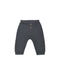 Dark gray knit pants for toddlers, featuring a buttoned henley waistband and elastic cuffs, shown flat on a white background.