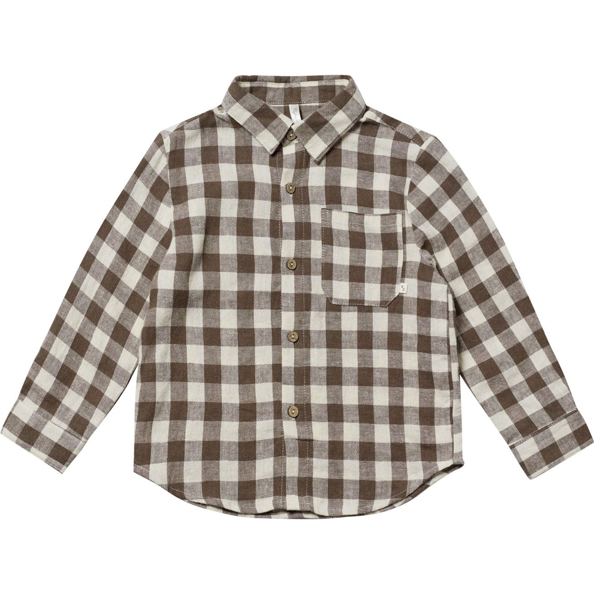 collared longsleeve charcoal and cream check button down shirt with pocket