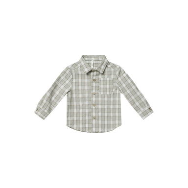 ivory and pewter plaid long sleeve button down 