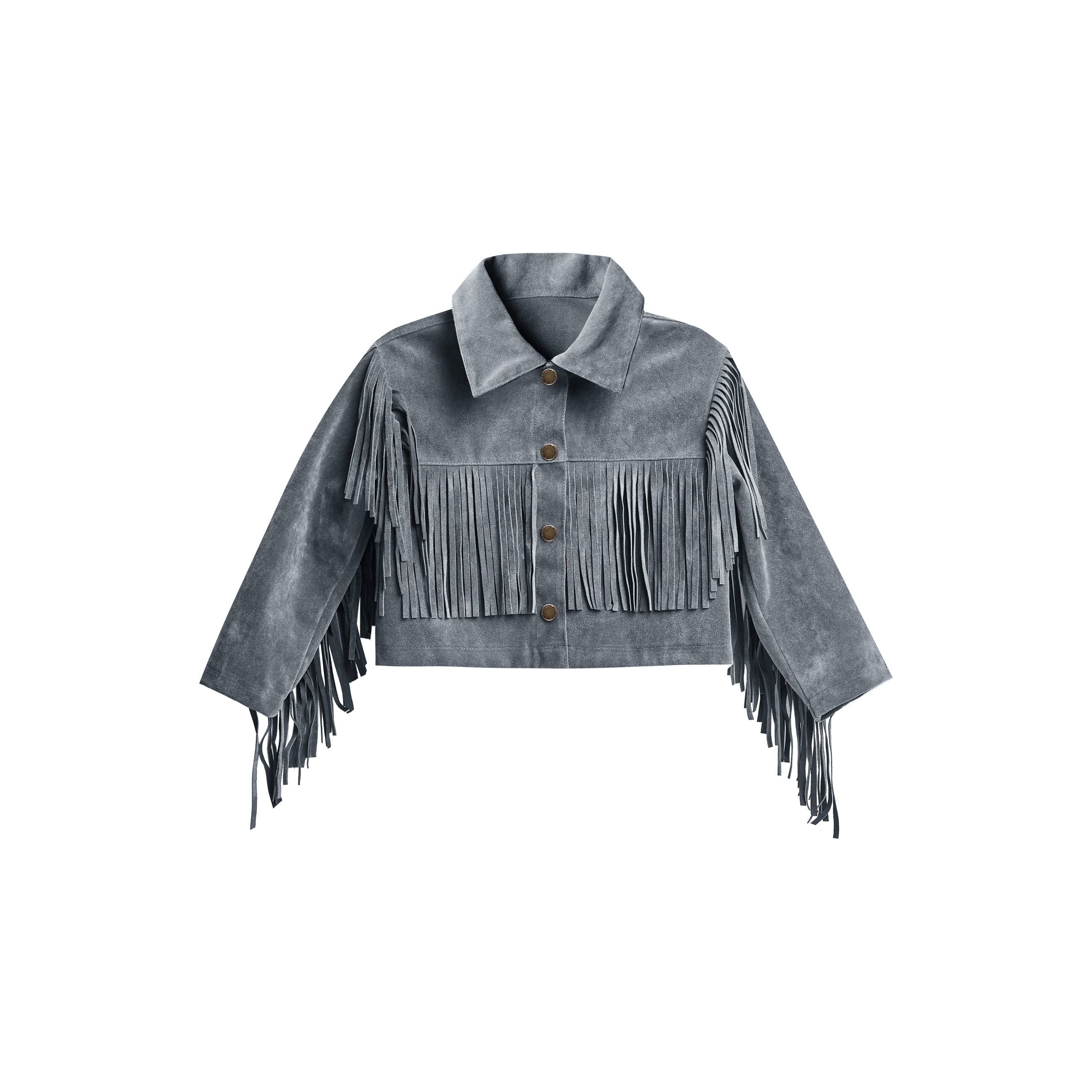 Fringe Jacket - Dusty Blue