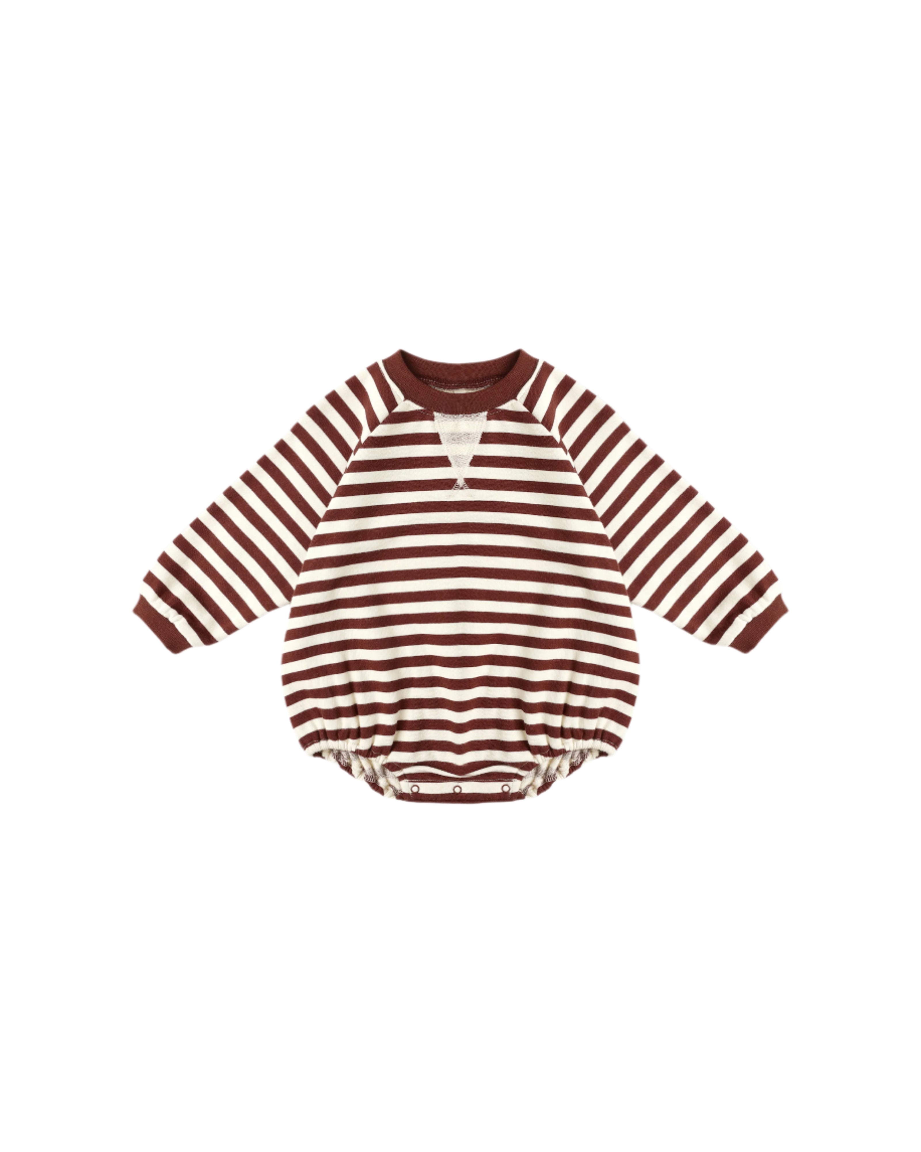 Crewneck Romper - Burgundy Stripe