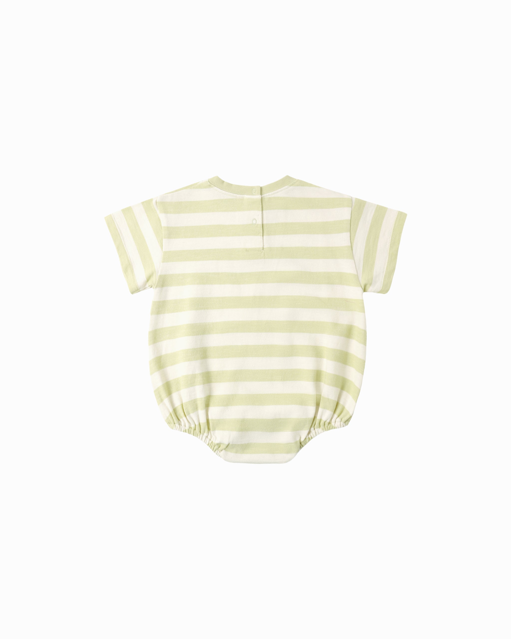 Yellow and white striped baby romper
