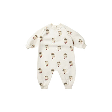 ivory jumpsuit with all over snowman print