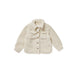 cream colored fleece chore coat with button up features and pockets