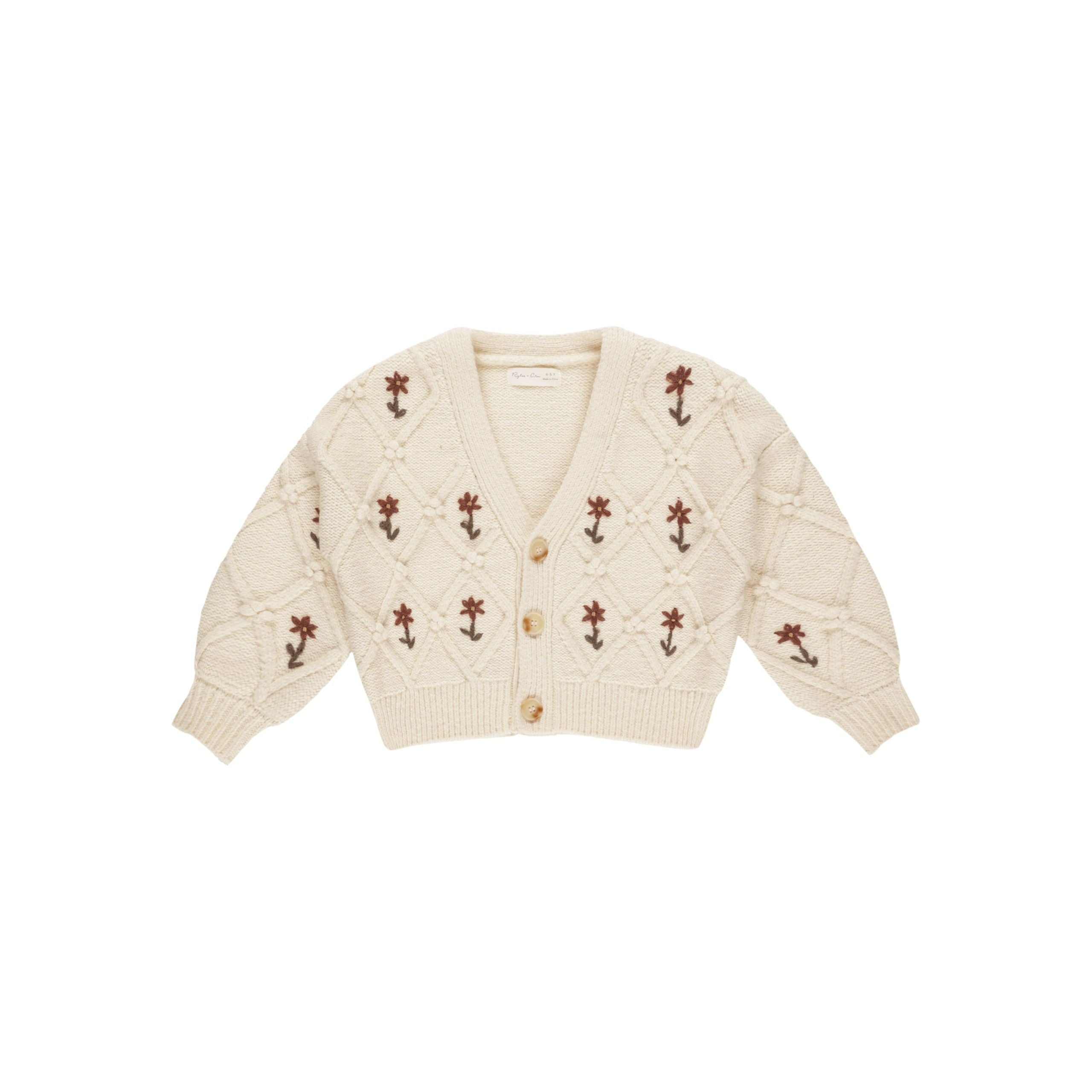 Boxy Cardigan - Winter Floral Embroidery