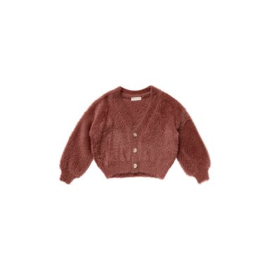 ruby red colored fuzzy 3 button cropped cardigan sweater