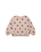 A light pink long-sleeve sweatshirt with an all-over brown floral pattern, displayed flat against a solid white background.