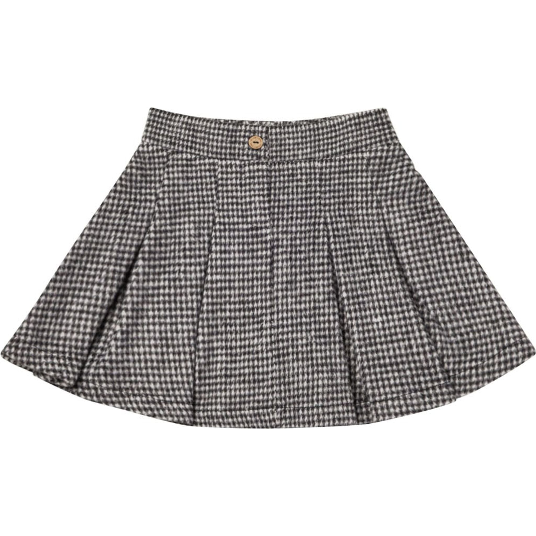 black and white houndstooth tailored skort with button in the front
