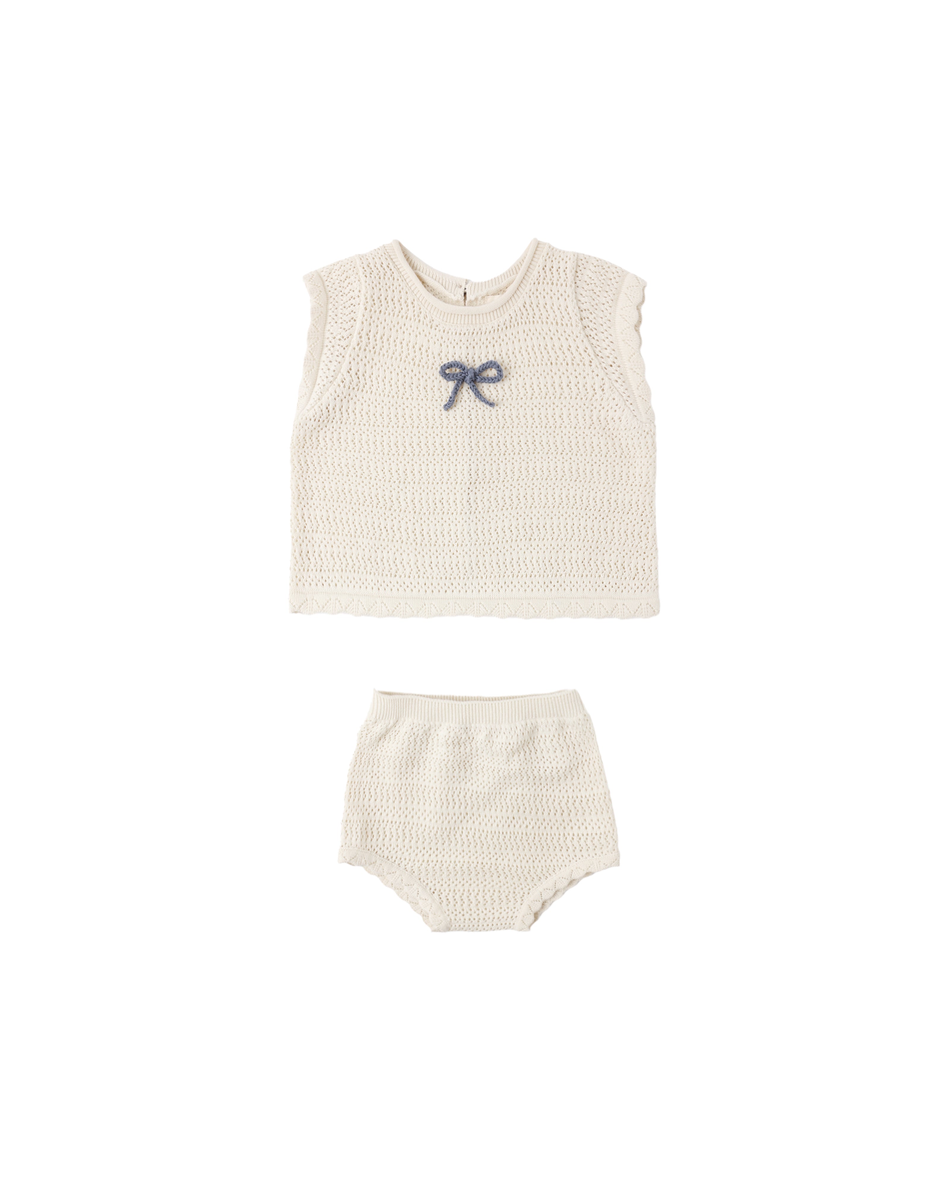 Scallop Knit Baby Set - Natural